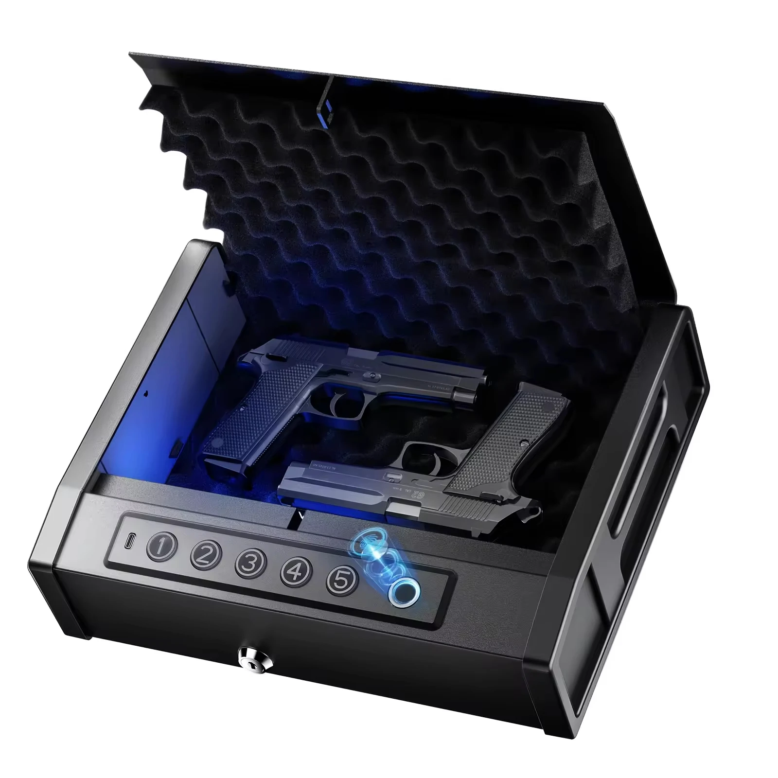 High-security Anti-Theft Fingerprint Password Safe Box Shockproof Vehicle-mounted Gun Safe for Valuables Quick Access
