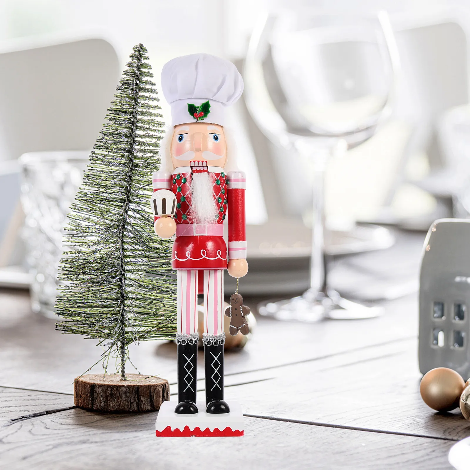 

Traditional Wooden Nutcracker Figure Christmas Decoration Bright Color Crafted Detail Desktop Xmas Party Supplies Holiday Gift