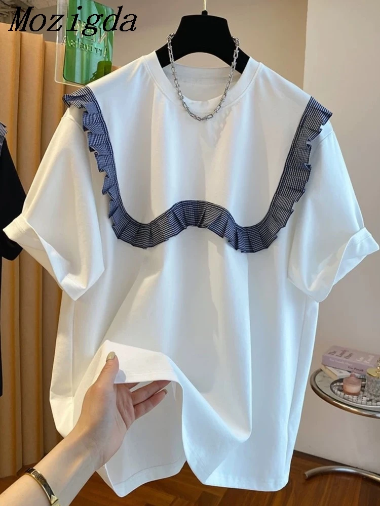 

Puff Sleeve Women Korean Fashion Lace Patchwork Blouses Casual O Neck Spliced Ruffles Blusas Mujer Elegant Short Tops