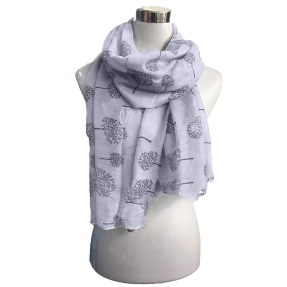 Dames nieuwe mode zijden sjaal sneeuwvlok boom print ontwerp sjaal elegante hoofdband handige hoofdband chiffon mousseline sjaal