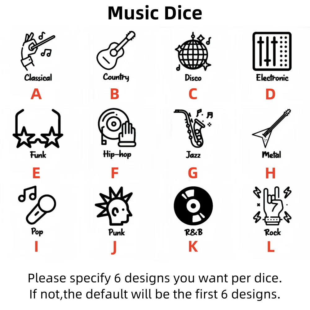 

Музыкальные игральные кости на заказ с коробкой для аксессуаров, подарок для любителей музыки, ночные кости для даты, музыкальные кости для пар, персонализированные музыкальные кости, подарки