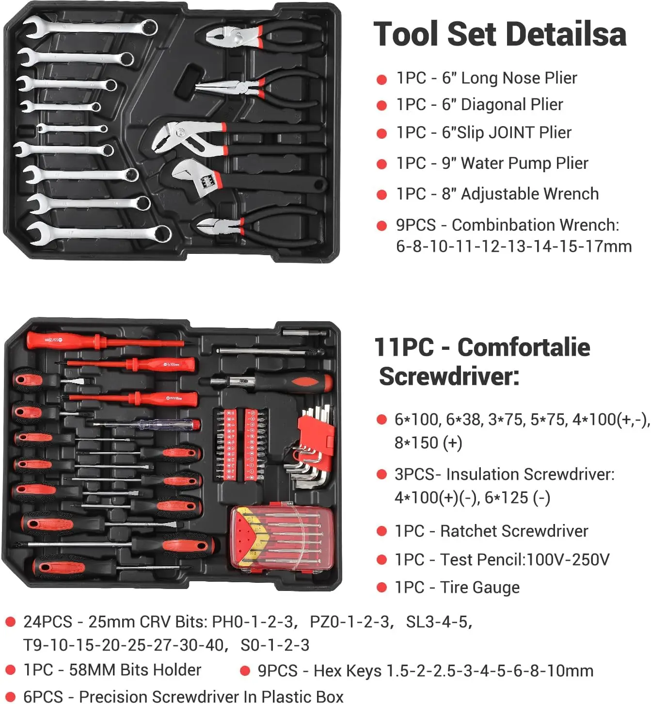 Home Tool Set Kit, 800 PCS Home Auto Repair Tool Kit with Rolling Tool Box, Toolbox Storage Case with 4 Drawers, Mechanic Tool