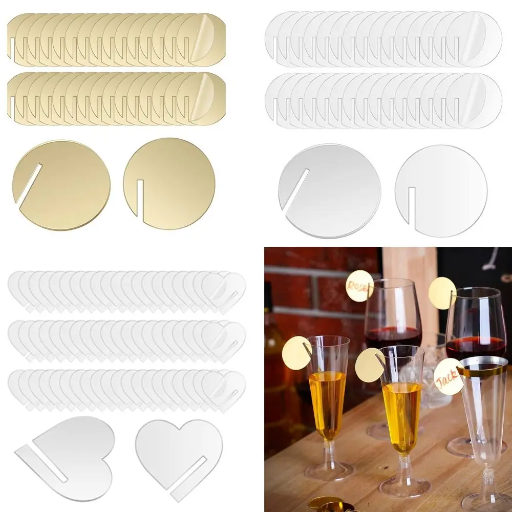 30Pcs/Set Acrylic Drink Markers love heart shape Marker Tool Drinking Cup Identifier Sign Distinguish Round Shape