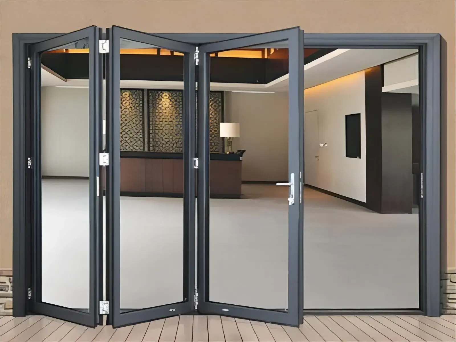 

Factory Supply Soundproof Glass Bi-Fold Aluminum Doors Panoramic Folding Patio Accordion Bifold Door for House Villa