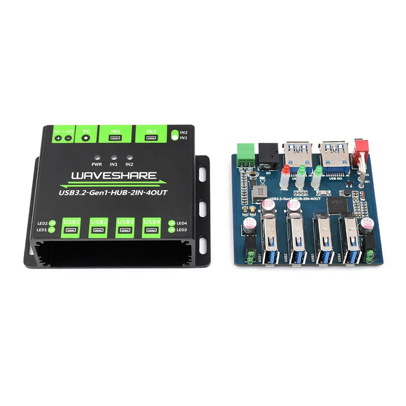 Industrial 4 Port USB3.2 Hub Dual Host Shared Multi Protection Circuit 2 In 4 Out USB Function Module