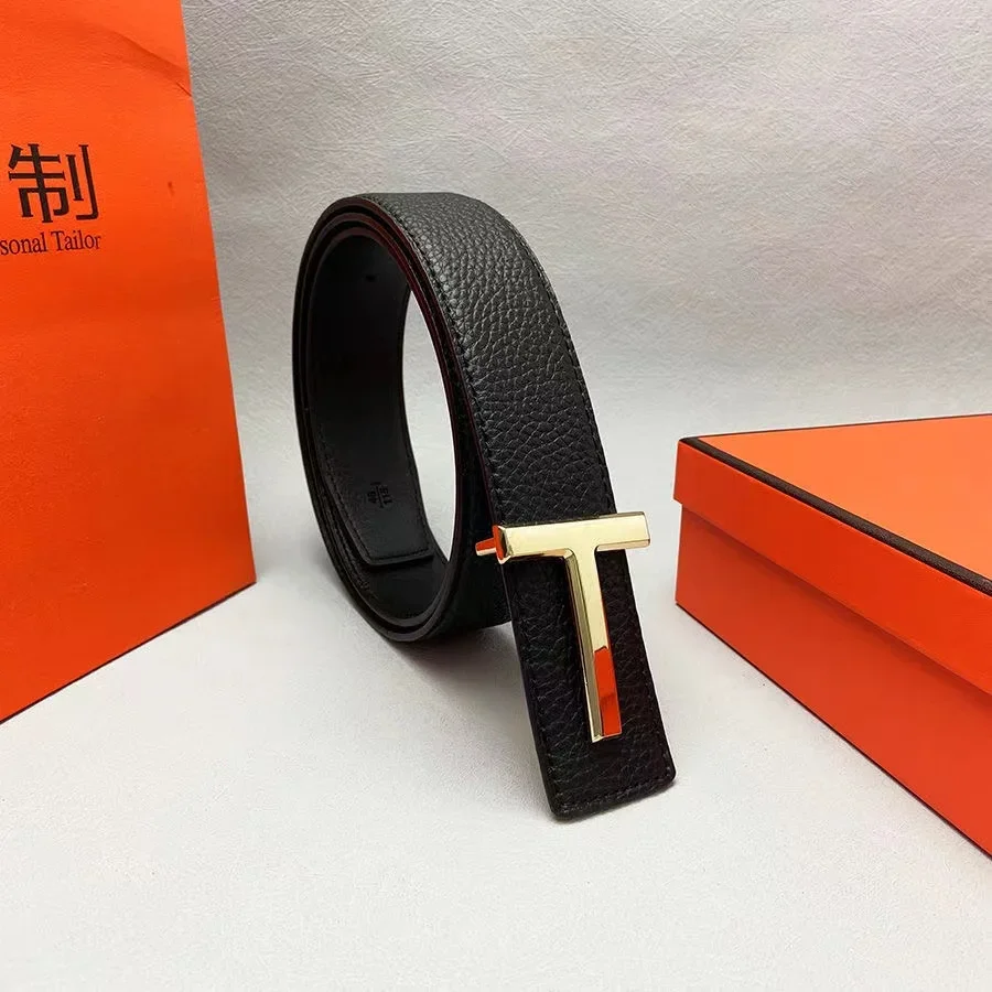 Luxury 3.8cm Width TF Genuine Real Leather Designer Brand T Outdoor Men Belt Soft Real Sports Accessories Women Black Belt