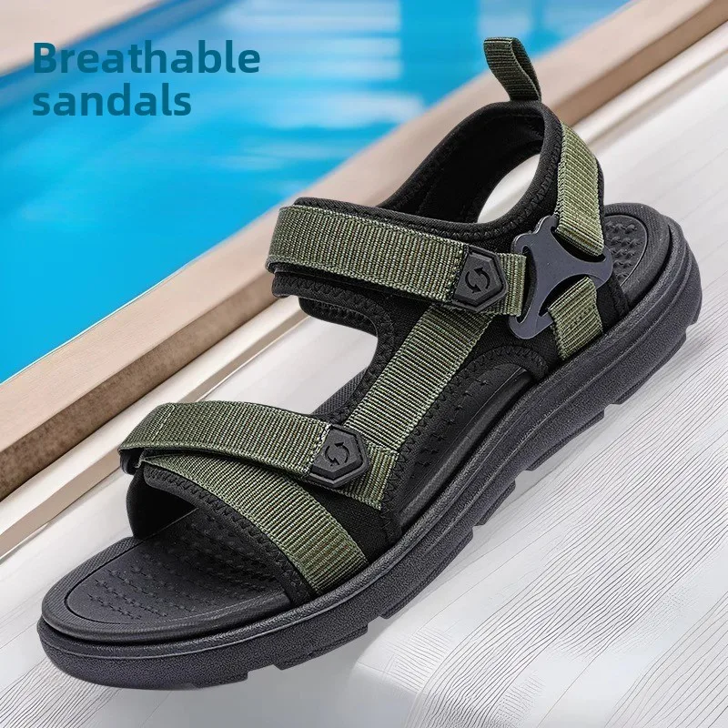 

Сандалии для мужчин, летние повседневные спортивные сандалии, дышащие парусиновые сандалии с открытым носком, пляжные сандалии, нескользящие сандалии на плоской подошве Sandalias Hombre