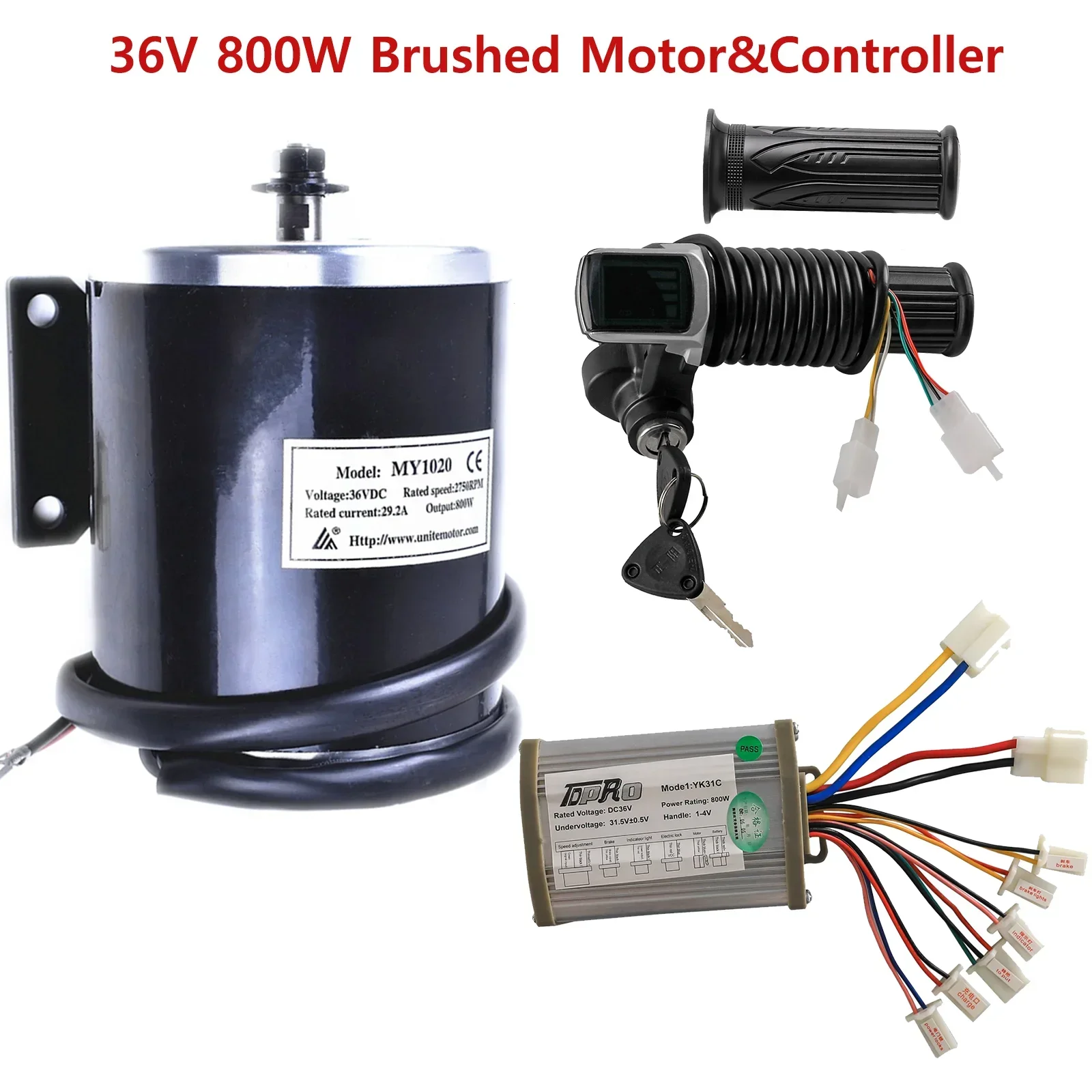 TDPRO 36V 800W Brush Motor 11 Teeth fit 25H Chain& Controller &  LCD Key Throttle for  ATV Quad Dirt Bike Moped Go Kart