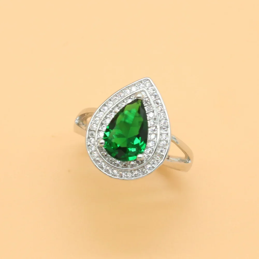 Luxury Green Emerald Silver 925 Rings for Women CZ Crystal Finger Ring Engagement Wedding Jewelry Hot Sale Valentine\'s Day Gift