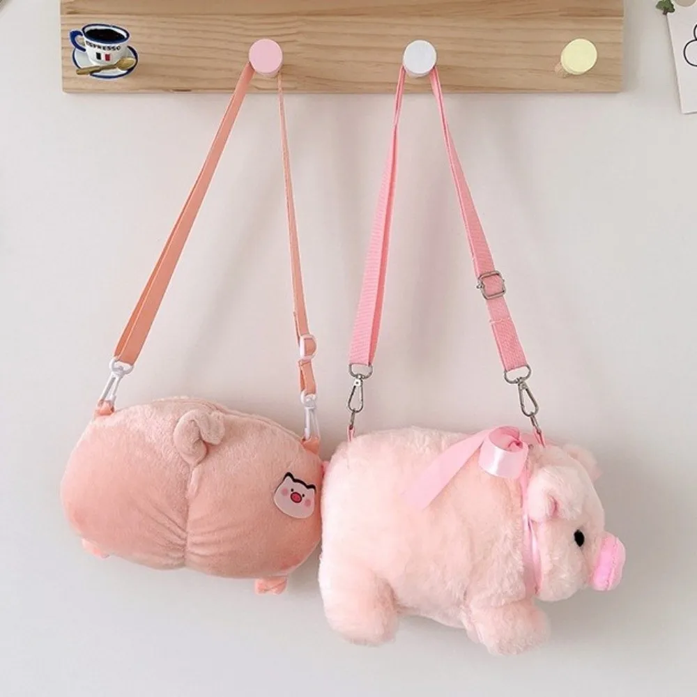 New Piglet Plush Shoulder Bag Cute Piggy Soft Messenger Bags Large Capacity Pink Stuffed Animal Bag for Kids Girl