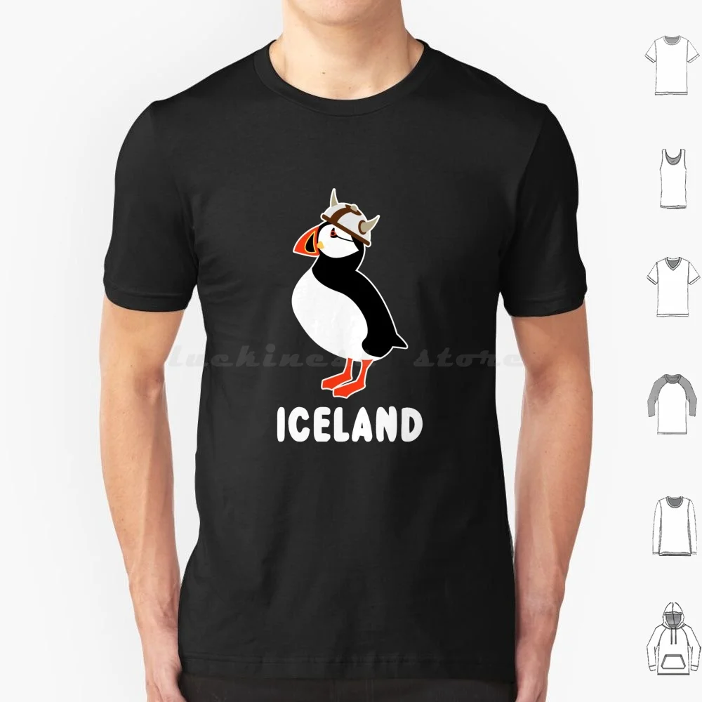 Puffin Viking Of Iceland T Shirt 6xl Cotton Cool Tee Iceland Rune Icelandic Hiking Camping Travel Mountains Glaciers Horses