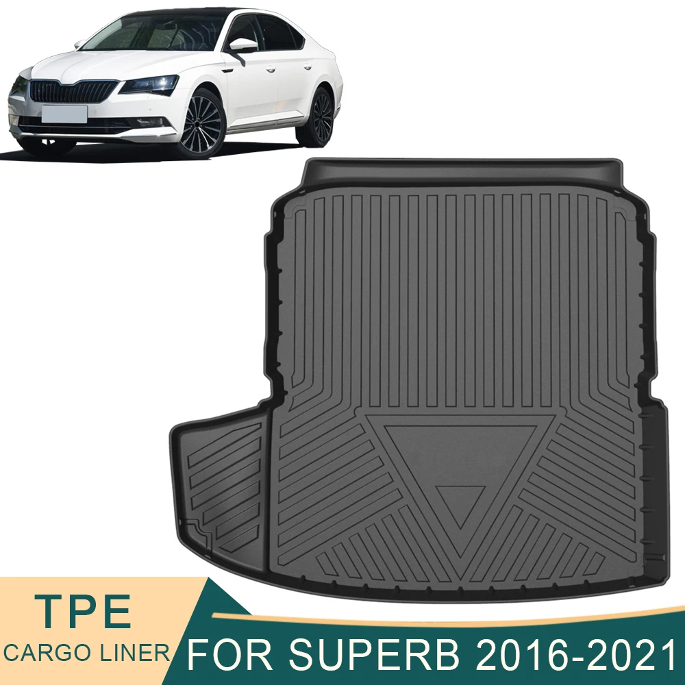 

For Skoda Superb B8 2016-2021 Auto Car Cargo Liner All-Weather TPE Non-slip Trunk Mats Waterproof Boot Tray Carpet Accessory