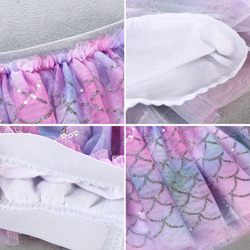 

1pc Children'S Mermaid Styled Pettiskirt Girl'S Tulle Skirt Ballet Performance Skirt Purple Party Costume For Halloween Birthday