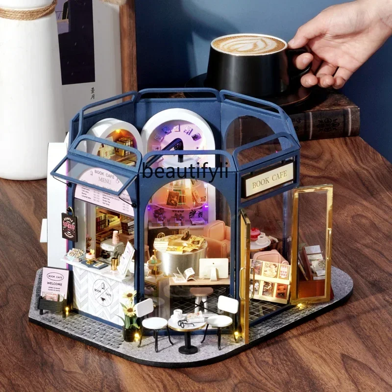 Cottage degustazione caffè fatto a mano in legno modello di casa assemblato giocattolo regalo di compleanno femminile