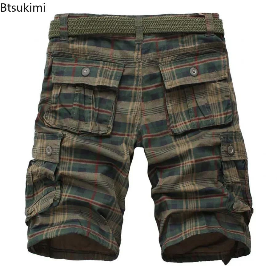 Summer Men Shorts Plaid Beach Shorts Mens Casual Camo Camouflage Shorts Military Short Pants Male Bermuda Cargo Overalls 29-44