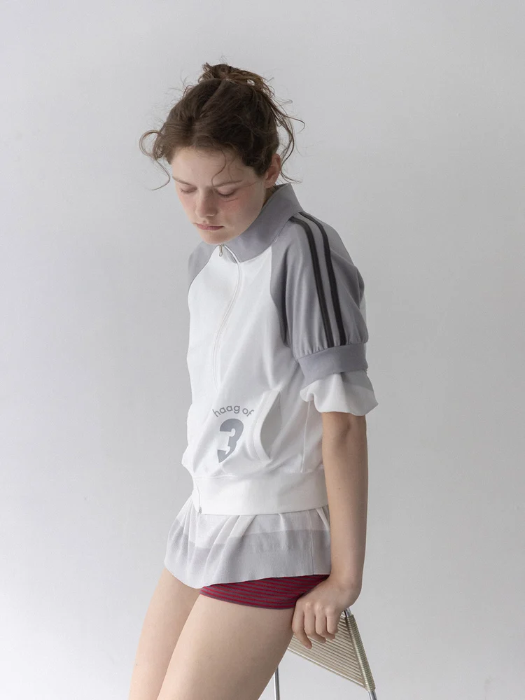 

Оригинальный дизайн Haag: Вязаная спортивная куртка-жакет, летний топ А-силуэта из органического хлопка с коротким рукавом, на молнии, однотонный.