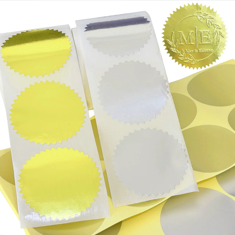 Runde Zahnaufkleber, geprägtes Siegel, Stempel, Zertifikat, Auszeichnungsaufkleber, Umschlag, Hochzeit, Party, Geschenk, Geschäftslabel, Gold-Silber-Aufkleber