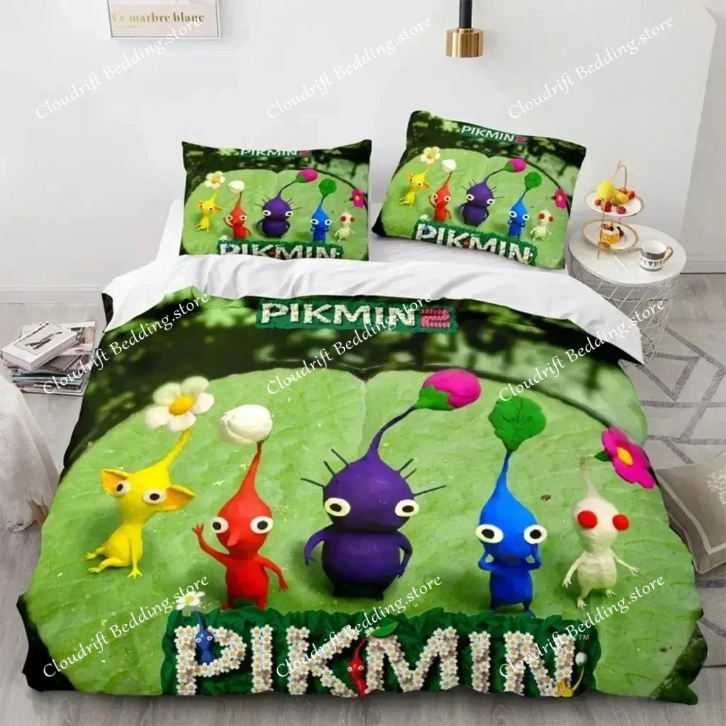 

Cartoon Game Pikmin Bedding Set Boys Girls Twin Queen Size Duvet Cover Pillowcase Bed Boys Adult Fashion Home Textileextile