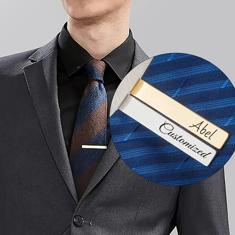 

Metal Custom Name Tie Slide Personalized Text Tie Clip Father's Day Necktie Gift Laser Engraving Customized Name Tie Clip