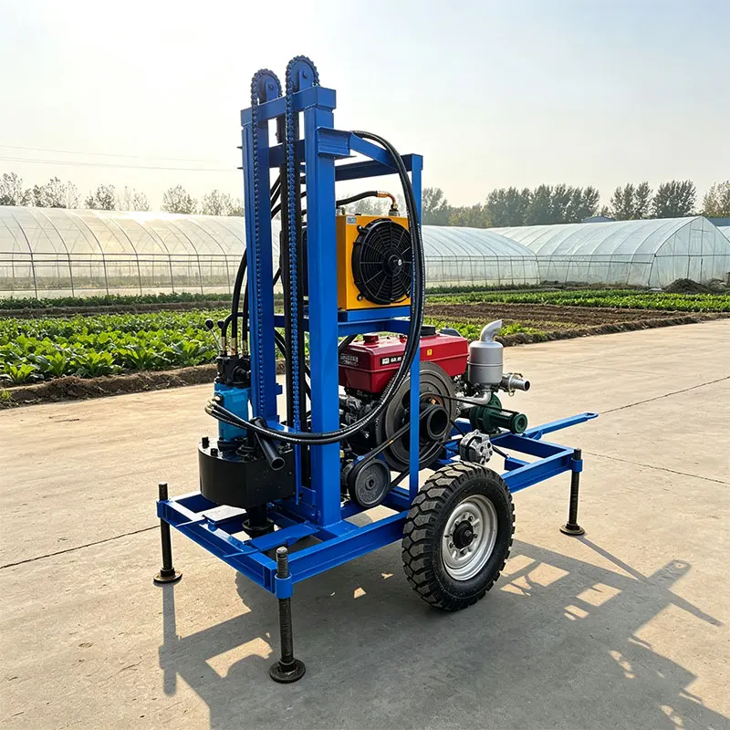 Foreuse à eau sur chenilles portable personnalisée, diesel 25 CV, hydraulique, 150 m, outil de mouvement flexible et efficace, pour le forage de puits d'eau