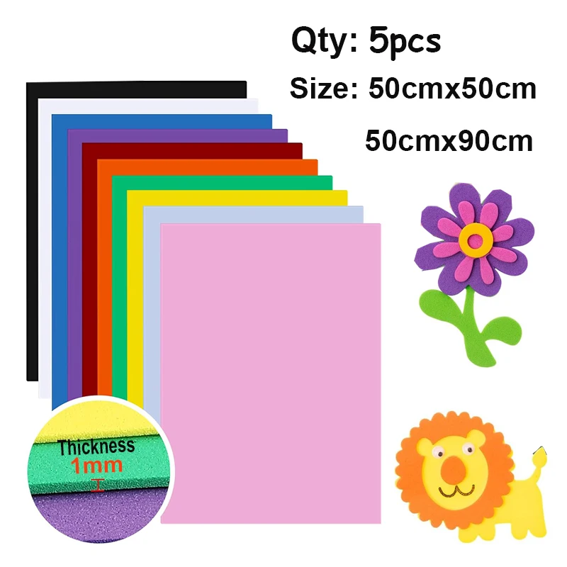 5pcs EVA Foam Paper Handmade Foam Sheets Sponge Paper DIY Handcraft Materials Multicolour Flower Prop Party Christmas