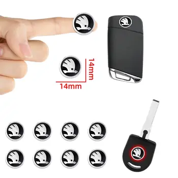 11mm 14mm stylingové logo auta nálepka na dálkové ovládání klíče pro Škoda Octavia MK2 MK 2 3 A5 A7 A8 Fabia Karoq Superb Rapid Kamiq Scala 10 nejlepší prodej Samolepka s logem Škoda Key - №8