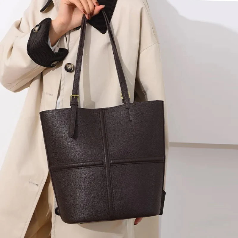 

Новая модная женская сумка большой вместимости в стиле ретро, пригородная сумка на плечо для отдыха, женская простая большая сумка