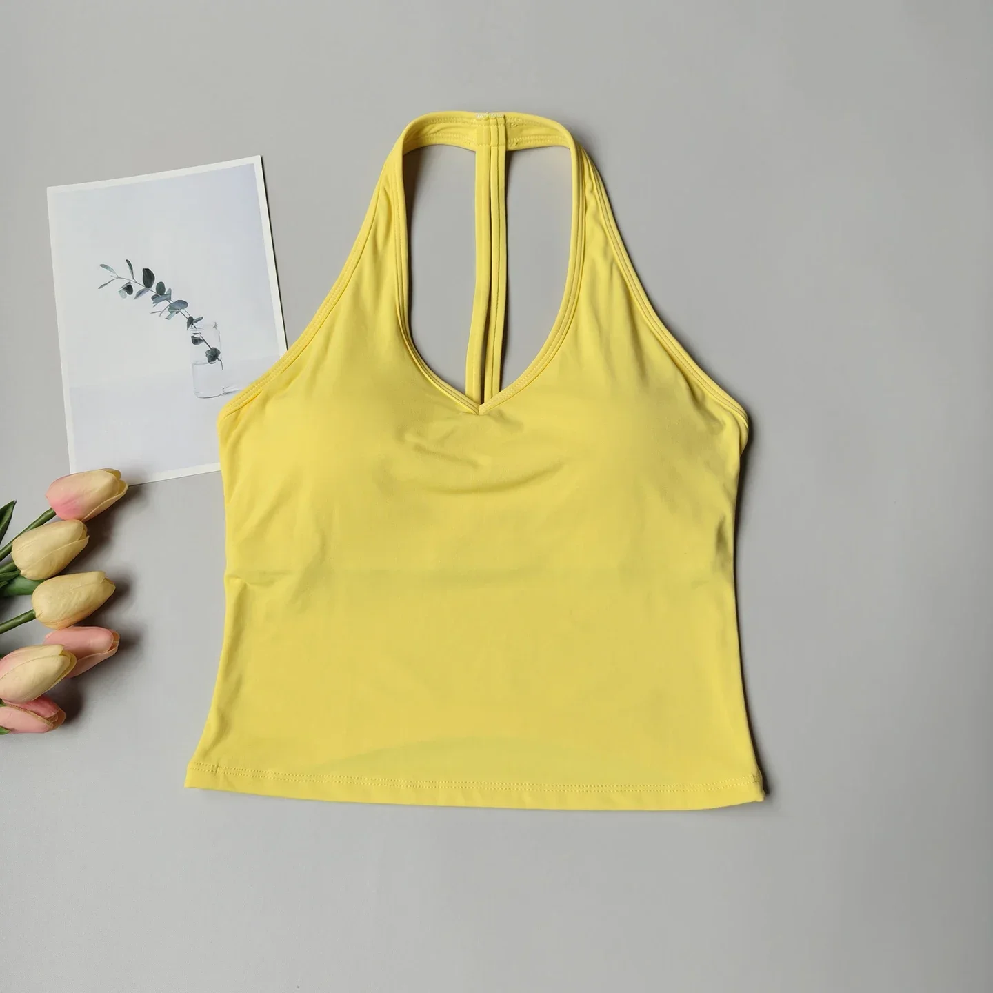Sports Bra Women's V-neck Halter Neck Beautiful Back Push-up Yoga Vest Gym Top Outer Wear Running Shock-proof Fitness Bra Top