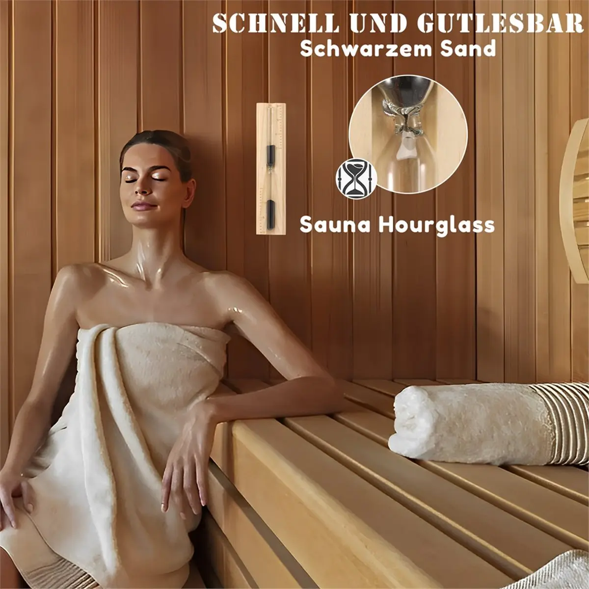 15 Minutes Saunas Sand Timer Wooden Glass Hourglass Timer High Sauna Hourglass Sand Timer for Restaurant Bath