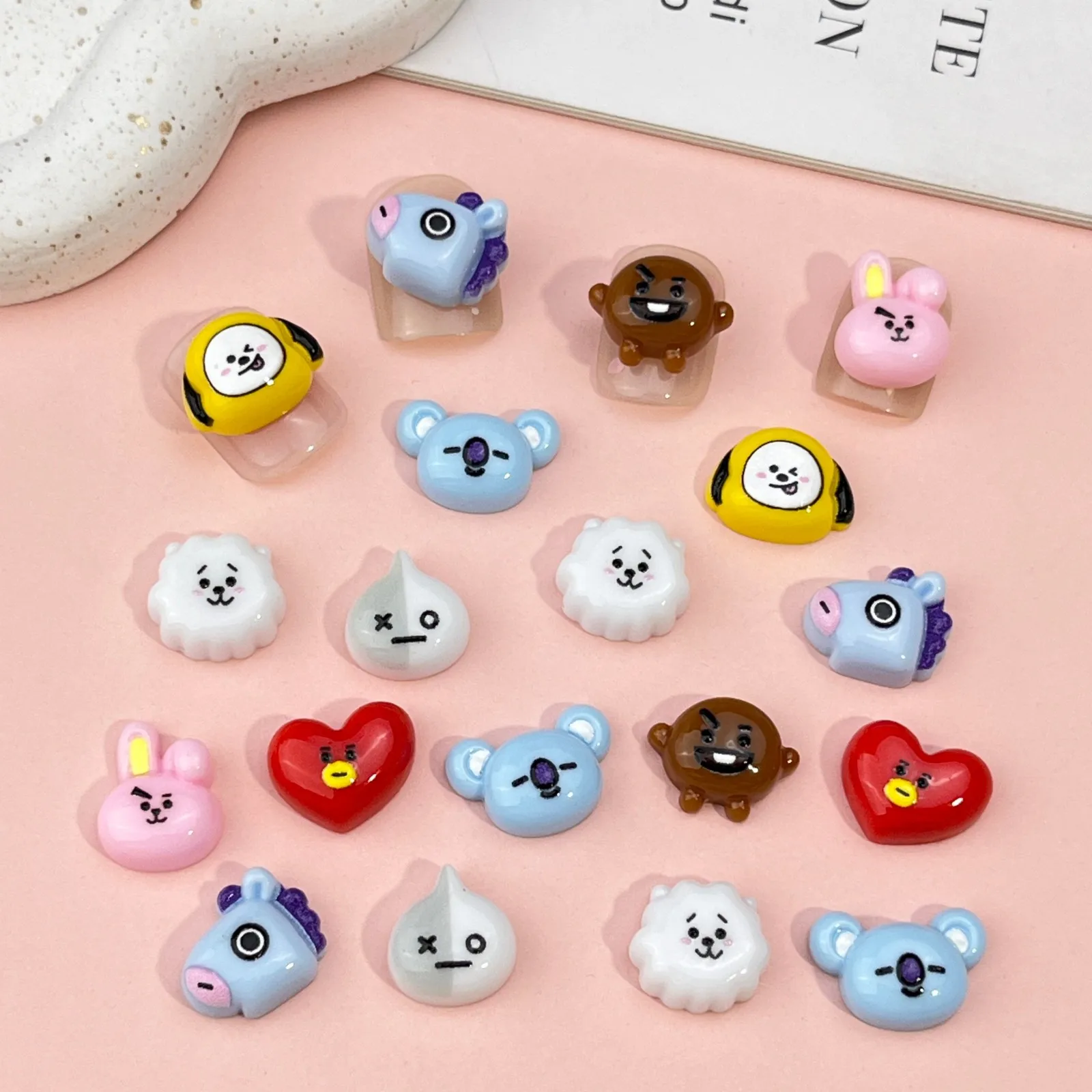 B T 21 Chimmy Koya RJ Shooky Tata Cooky Nail Charms DIY Waterproof Decoration Nail Accessories Fingernail Decor Resin Ornament view 6