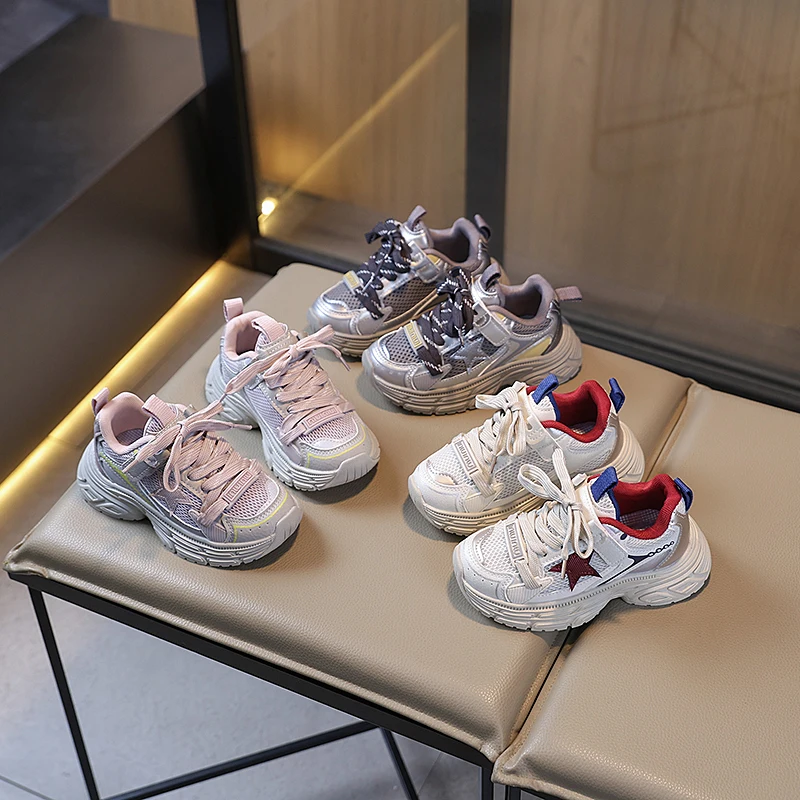 

2025 новая модная обувь, детская повседневная спортивная обувь, легкая сетчатая поверхность, большие детские баскетбольные кроссовки для бега