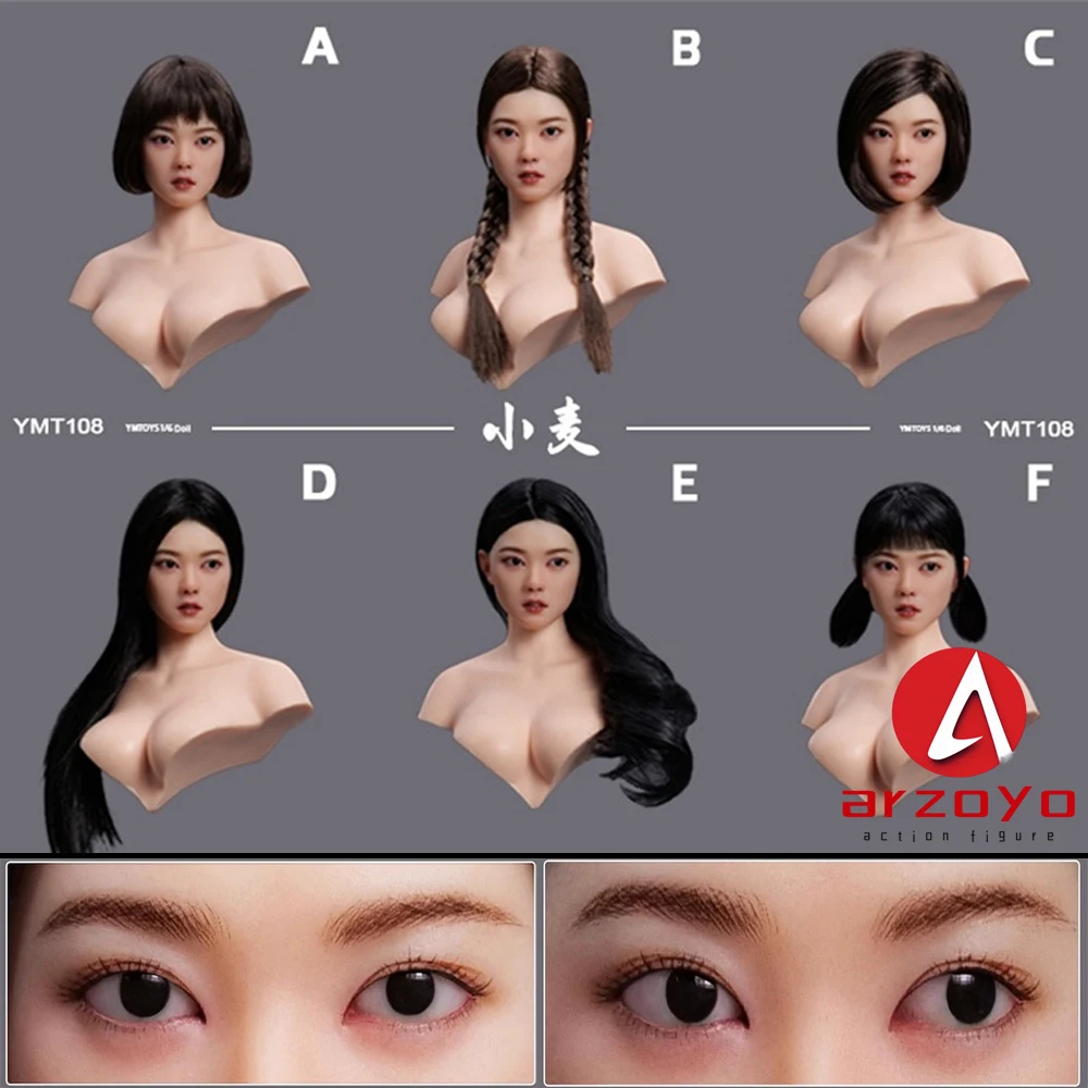 2025 Q2 YMTOYS YMT108 1/6 Movable Eyes Asian Girl Head Sculpt Carving Fit 12'' PH TBL Pale Female Soldier Action Figure Body