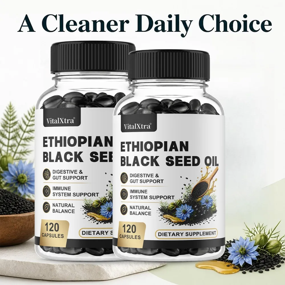 Ethiopian Black Seed Oil Softgels 120 Count Natural Gluten Free Non GMO Antioxidant Immune Digestive Daily Health Supplement