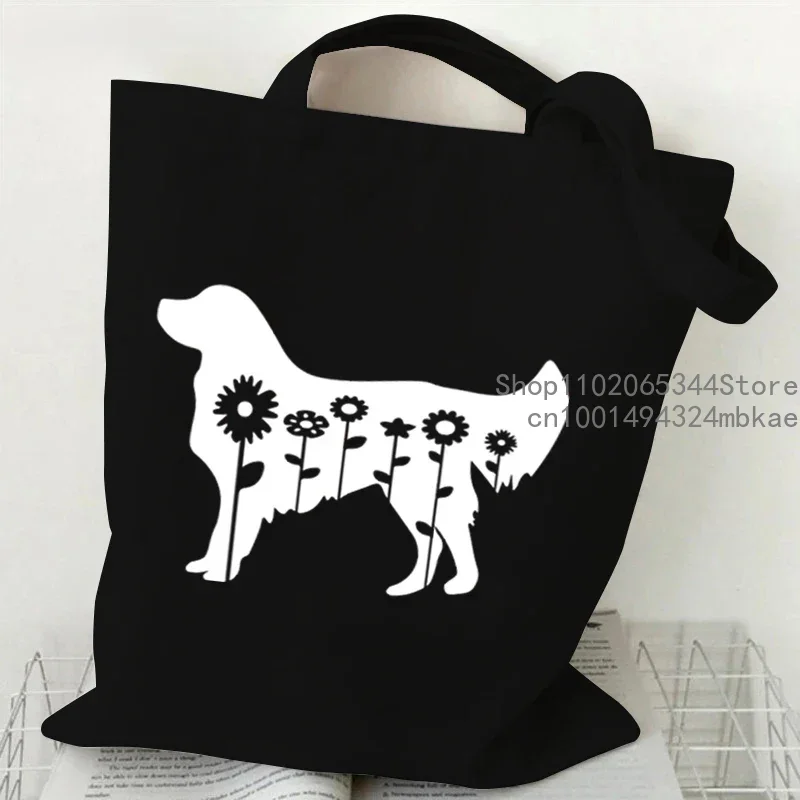 Love Dog Printed Shoulder Bag Women Men Harajuku Shopping Bags Teen Cartoon Canvas Portable Animal Tote Bag Ladies Cute Handbag