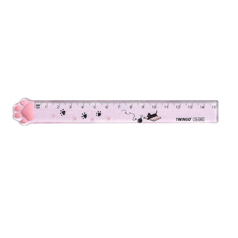 1 Pcs Cute Kitty Cats Paw Straight Ruler Kawaii Stationery Funny Drawing Gift Korean Office School Measuring Drawing