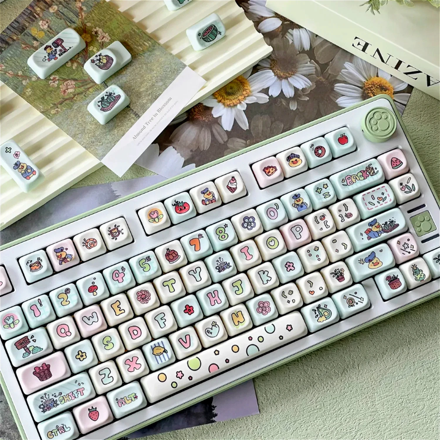 

Fruit Duck Keycaps MOA PBT Cute Thermosublimation Small Full Set for 60/64/84/98/108 Gaming Mechanical Keyboard MX Switch