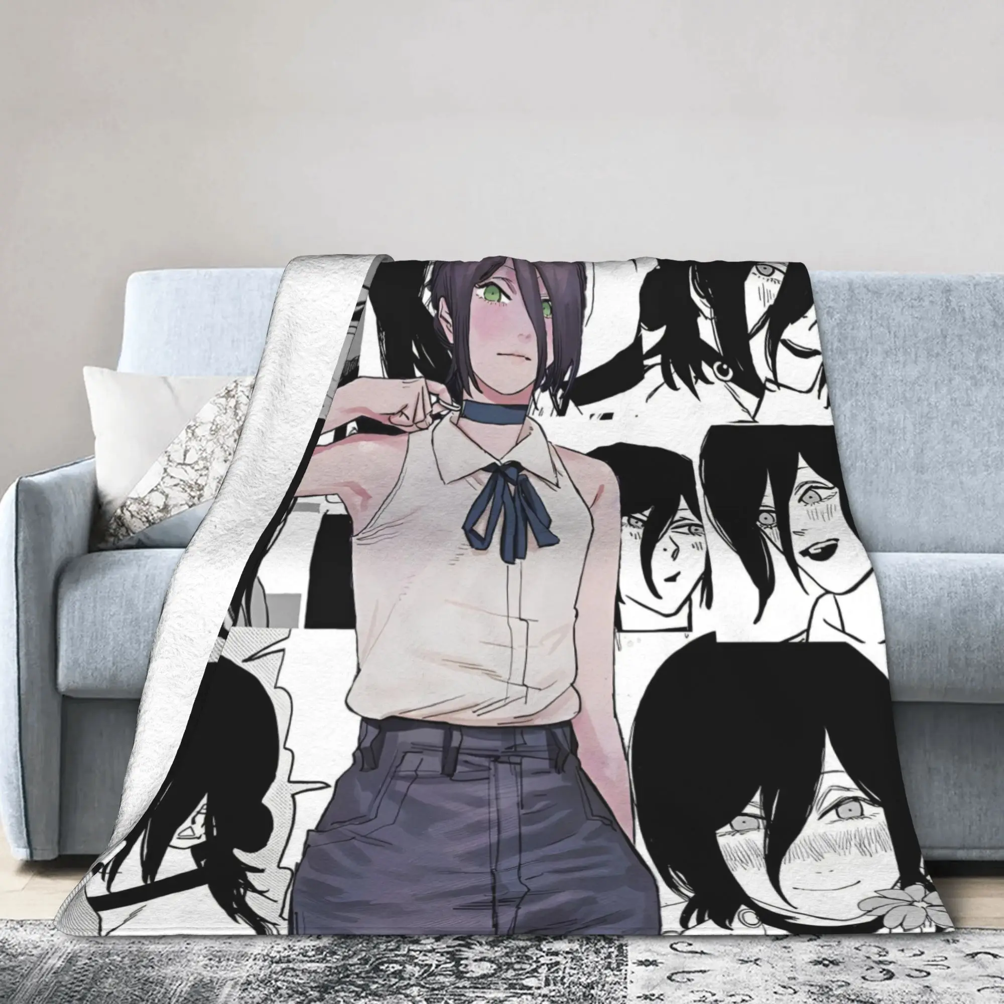 

Одеяло Chainsaw Man Reze, флисовое одеяло в стиле аниме, манга, супер мягкое одеяло для спальни, дивана, покрывало