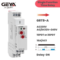 GEYA GRT8-A Electronic 16A SPDT ON Delay Timer Relay Time Relay 12V 24V 220V DIN Rail Type AC230V OR AC/DC12-240V