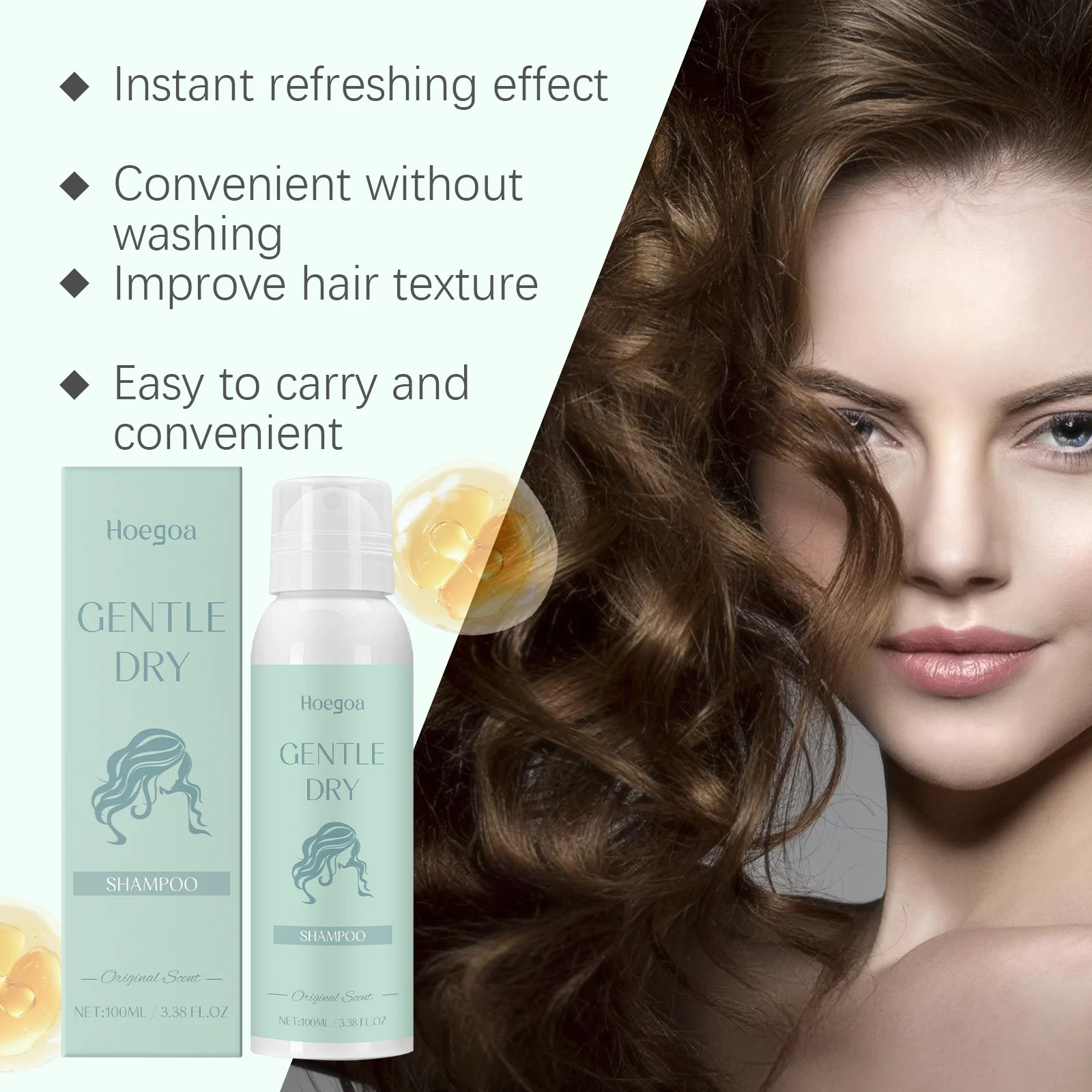 

Dry Shampoo Spray Oil Control Volumizing Refresh Shiny Hair Fluffy Thickening Smoothing Natural Styling Dry Hair Wash-Free Spray