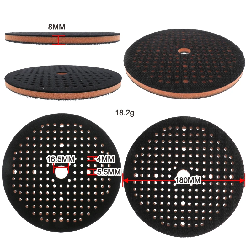 6 Inch 181 Holes Hook Loop Interface Pad Sponge Multi-Air Foam Protector Polishing Pads for Random Orbital Sanders Backing Plate