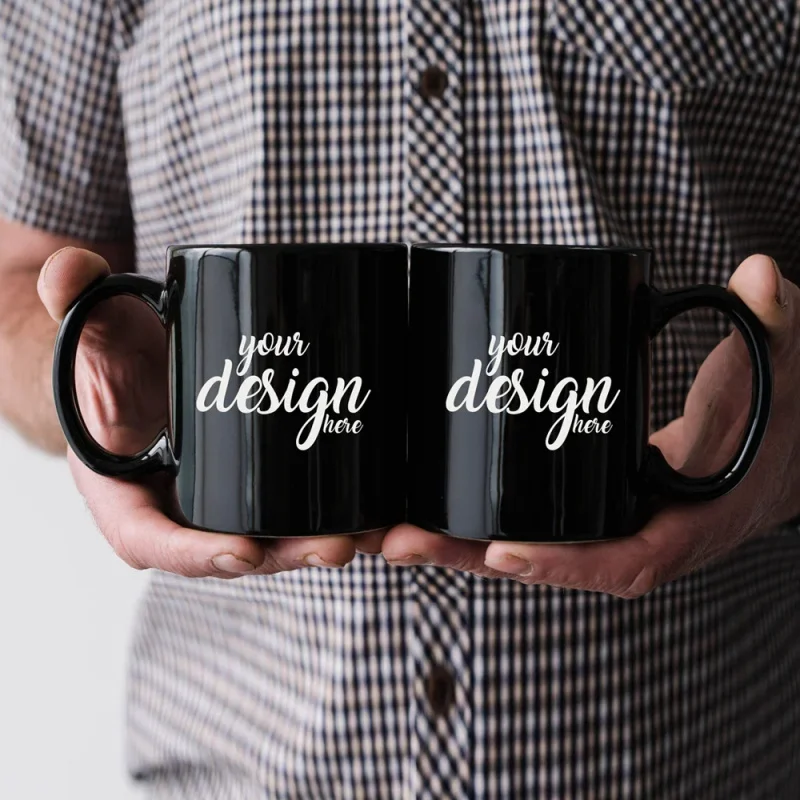 Custom Black Ceramic Coffee Mug Personalized with Your Photo Text Logo Tea Cup Mugs Surprised Mothers' Day Gift 330ml