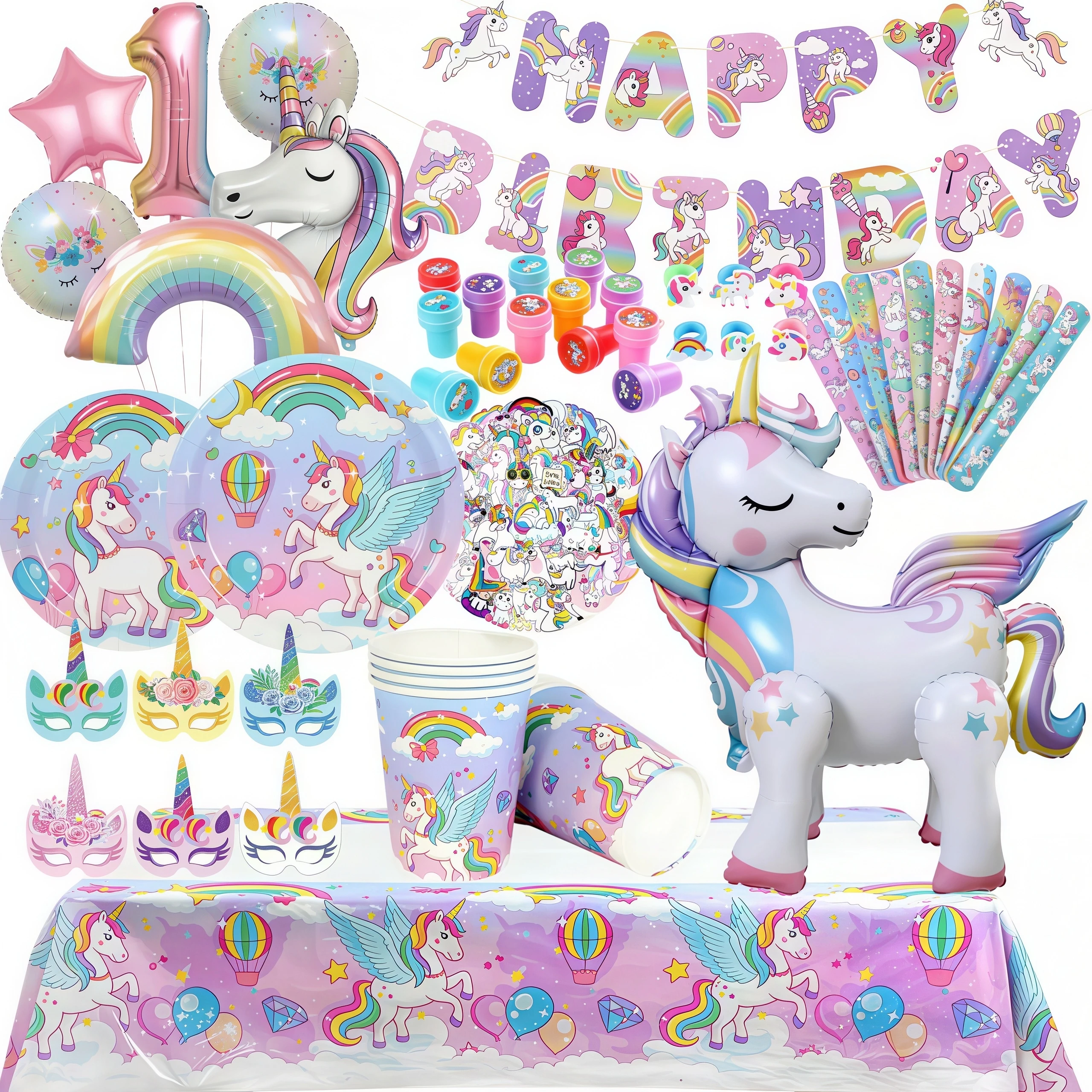 Ballons licorne décoration d'anniversaire arc-en-ciel licorne feuille ballon fournitures de fête décor de chambre enfants filles faveur bébé douche Globos