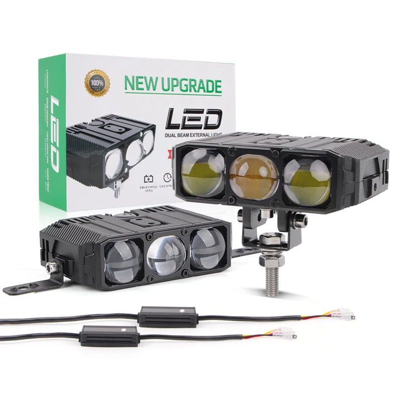 E06L Two Tone Work Light Led 9V&30V 4.5 Inch Spotlight White Yellow Driving Light Fog Lamps for Off-road Trucks Car Motorcycle