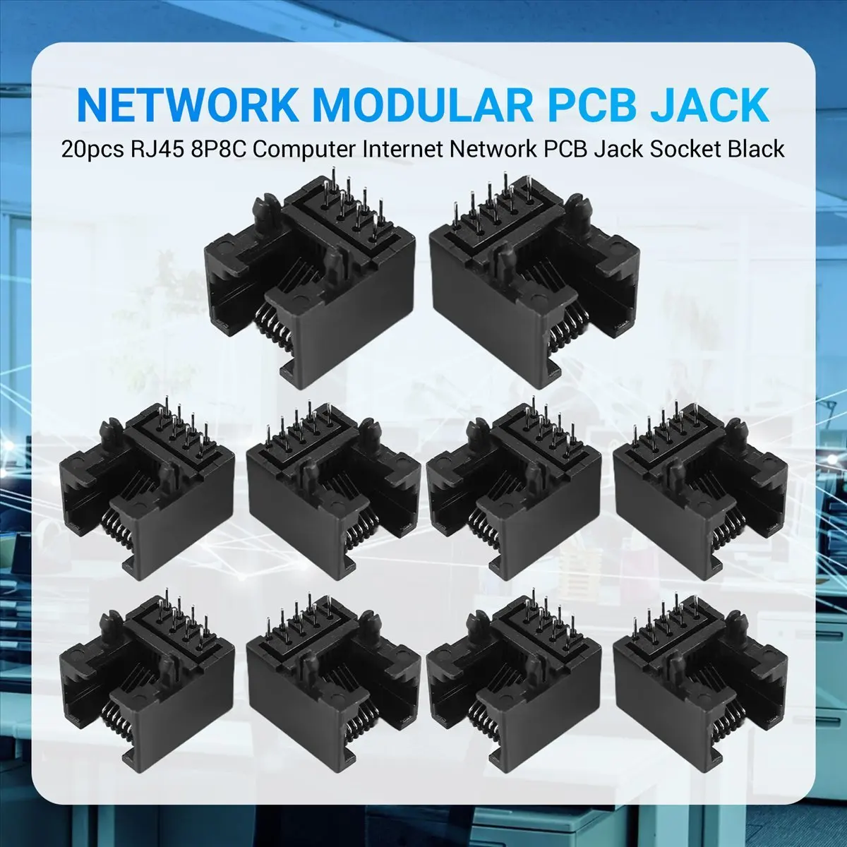 20 Buah Soket Jack PCB Jaringan Internet Komputer RJ45 8P8C Hitam