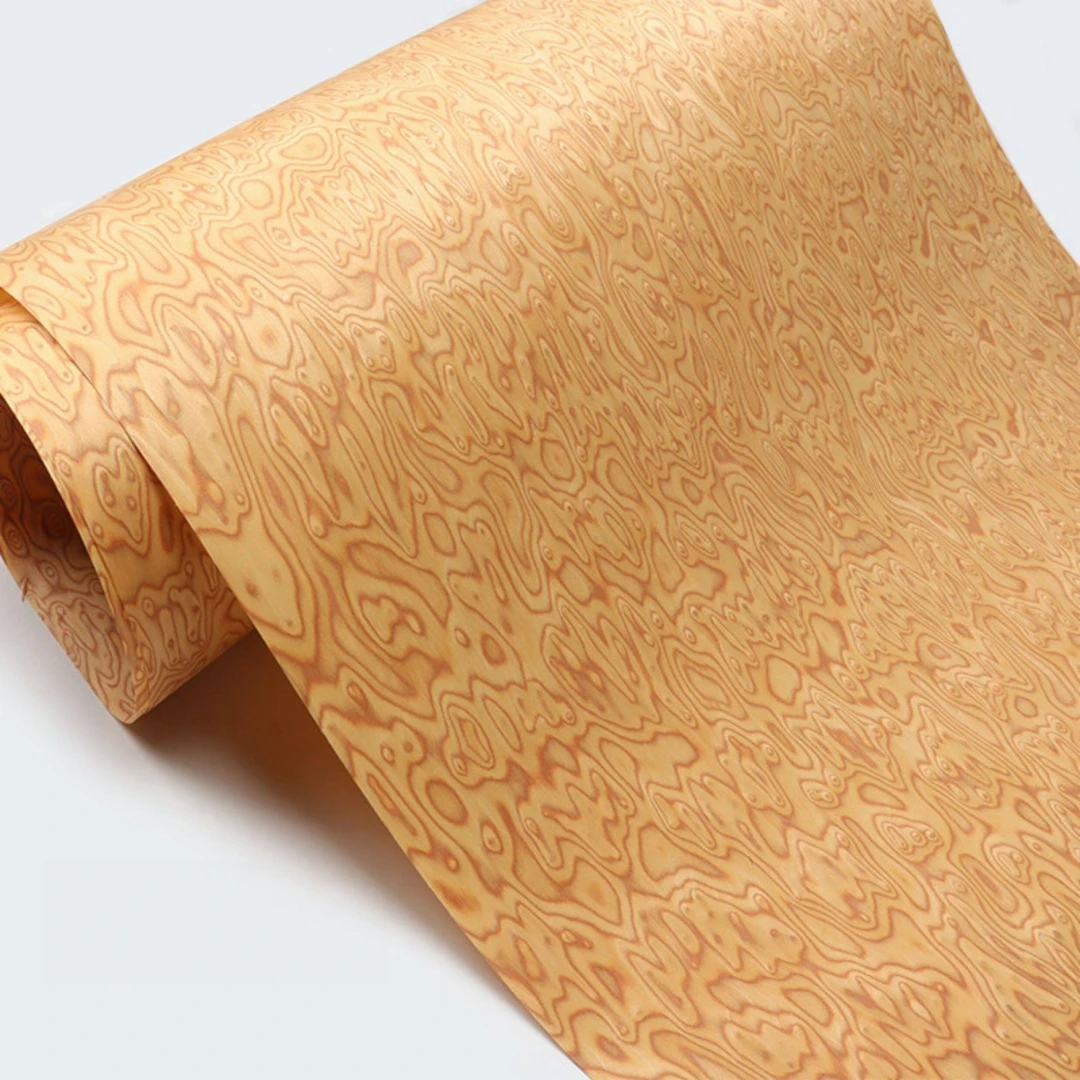 58x250cm Yellow Cat's Eye Reconstituted Wood Veneer for Furniture Cabinets Renovation, Engineered Wood Veneer Sheets