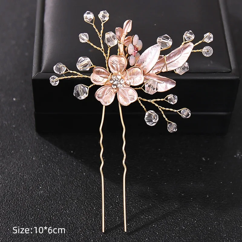 Fashion Crystal Pearl Rhinestone Hairpins Stick Hair Clip For Women Bridal Hair Accessories Party Wedding Hair Clips Jewelry