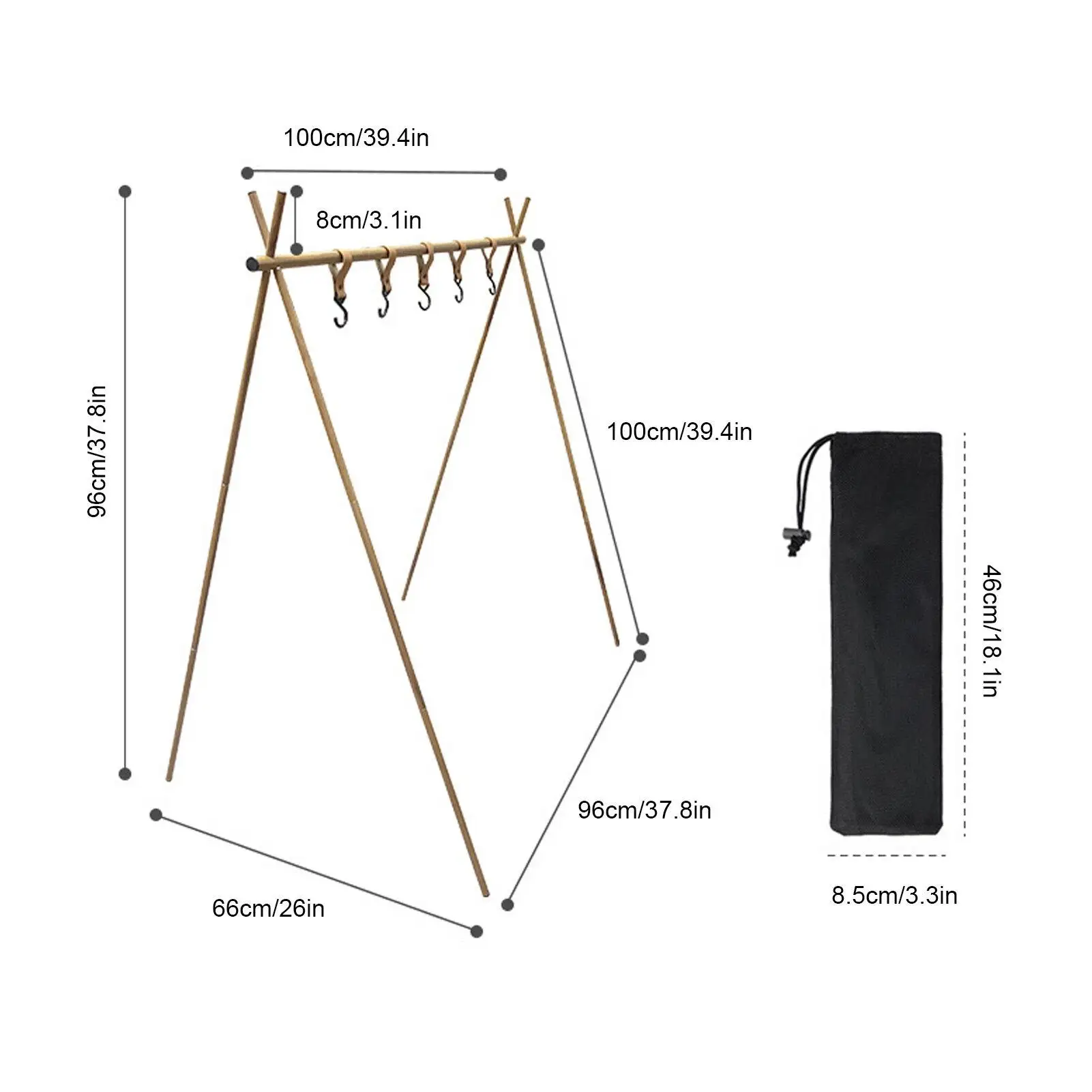 Portable Lightweight Aluminum Camping Hanging Rack - Easy Build Foldable Hooks for Outdoor for kitchen Use