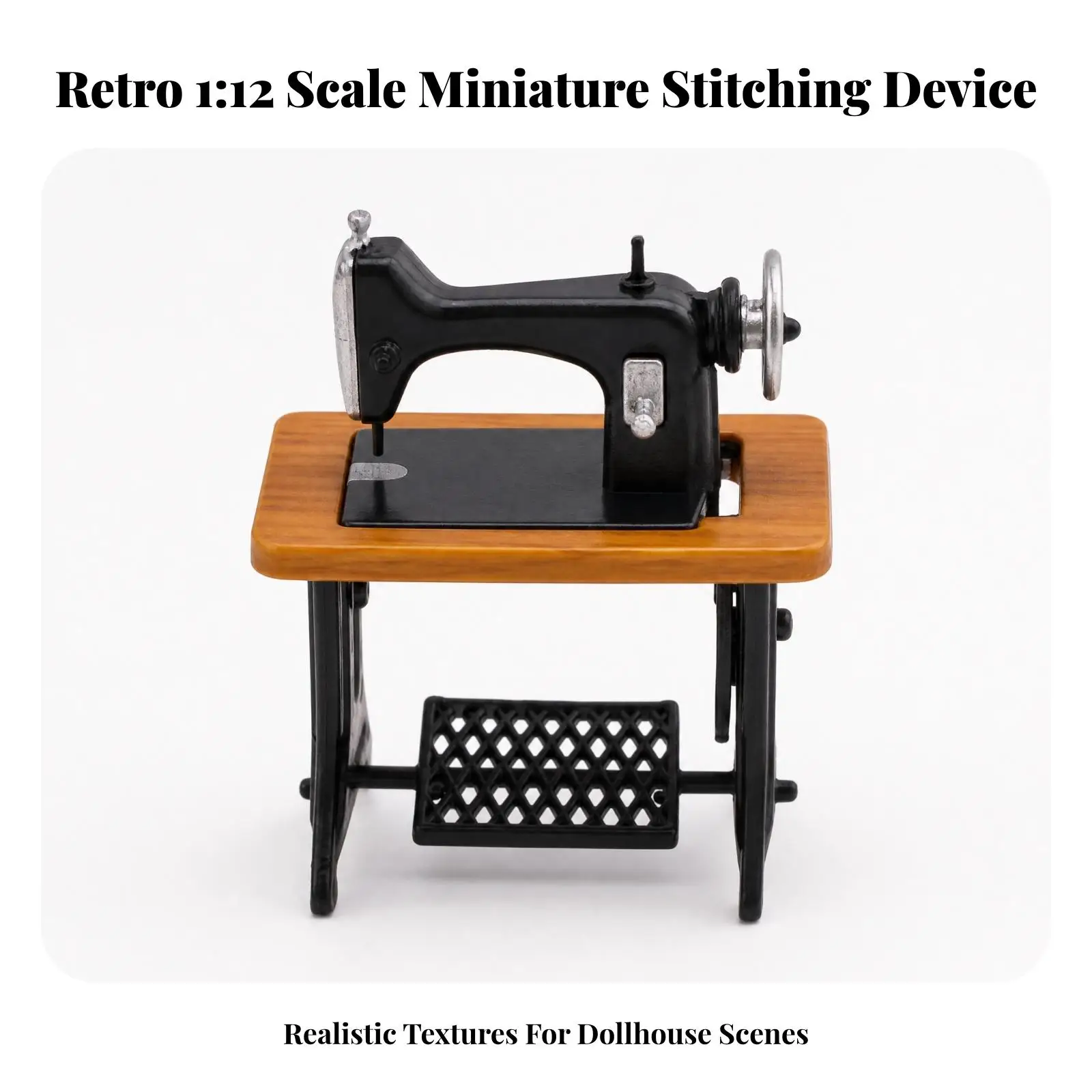 Dollhouse Miniature Sewing Machine Retro Vintage Craft Room Decor Tiny Plastic Accessory with Sewing Tools for 1 12 Scale Mini