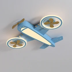 Children's Room Airplane Ceiling Lights Blue Airplane Lamp LED 220V Cartoon Kids Bedroom Ceiling Chandelier Lamp for Boy Girl