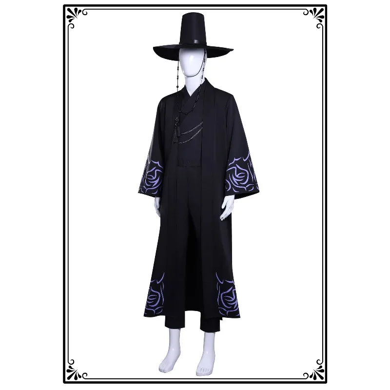 애니메이션 데몬 헌터 사자 보이 진 코스프레 의상 K팝 그룹 노래 한국 스타일 남성 정장 모자 블랙 Y2K 고딕 할로윈 코스프레